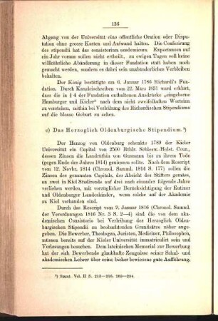 e) Das Herzoglich Oldenburgische Stipendium.
