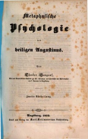 Metaphysische Psychologie des heiligen Augustinus, 2