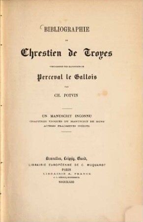 Bibliographie de Chrestien de Troyes