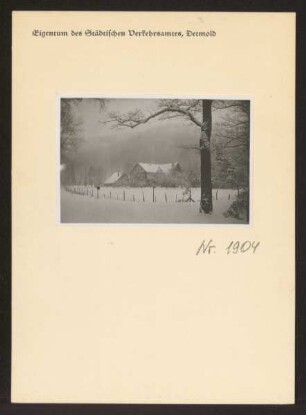 Oberförsterei im Heidental im Winter. Detmold. Hiddesen. Papierabzug