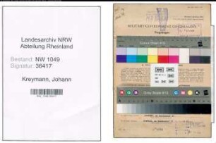 Entnazifizierung Johann Kreymann , geb. 17.05.1884 (Wagenmeister)