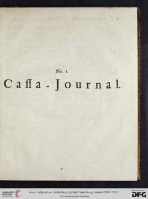 No. 1. Cassa - Journal