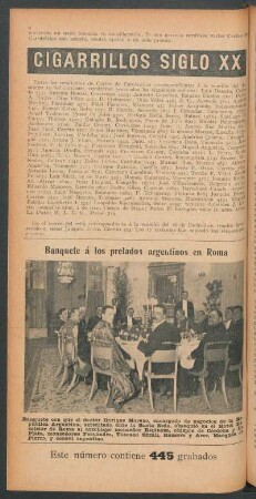 Banquete á los prelados argentinos en Roma - [Fotografía]
