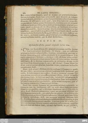 Sectio IV. Quinam sint effectus peccati originalis in hac vita.