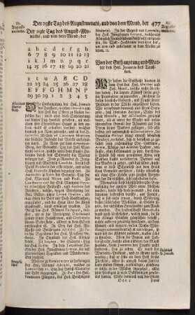 477-502, Von der Enthauptung und Martyrer des Heil. Joannis des Tauffers - Von dem Heil. Lupo, Erz-Bischoffen zu Sens