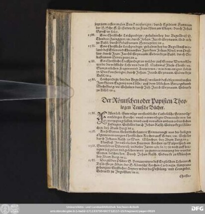 Der Römischen oder Papisten Theologen Teutsche Bücher.