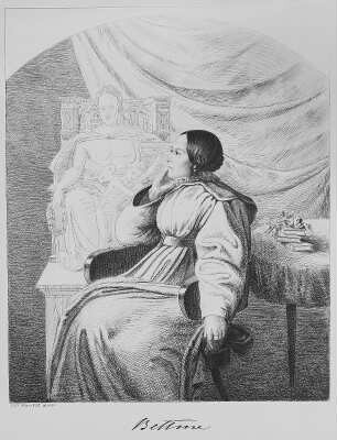 Bildnis Bettina von Arnim mit dem Entwurf ihres Goethedenkmals
