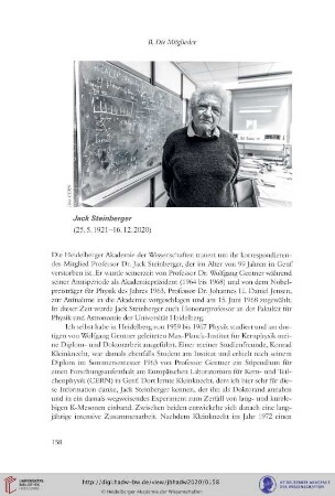 Jack Steinberger : (25. 5. 1921−16. 12. 2020)