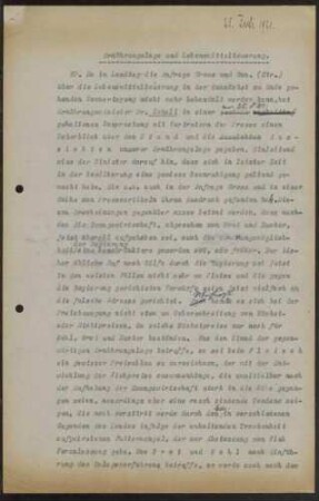 "Ernährungslage und Lebensmittelteuerung", Ausführungen des Ernährungsministers vor der Presse
