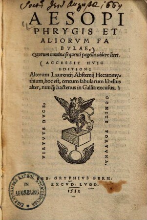 Aesopi Phrygi et aliorum fabulae