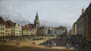 Der Altmarkt in Dresden von der Schlossgasse aus