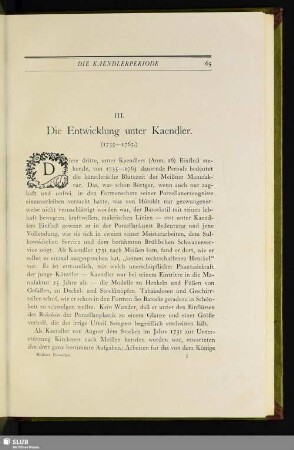 III. Die Entwicklung unter Kaendler. (1735–1763)