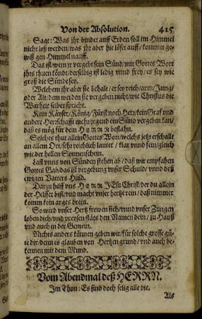 Vom Abendmal des Herrn.