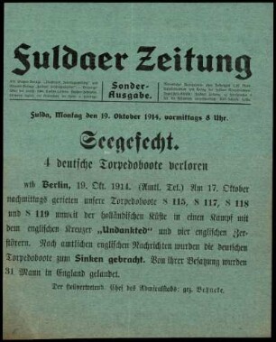 Erste Ausgabe vom Montag, den 19. Oktober 1914.