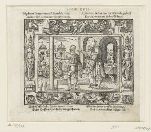 Gleichnis vom großen Gastmahl, aus: "Biblische Figuren deß Neuwen Testaments", Frankfurt am Main 1562, S. f4 recto