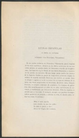 Letras Españolas : Un poema en cantares