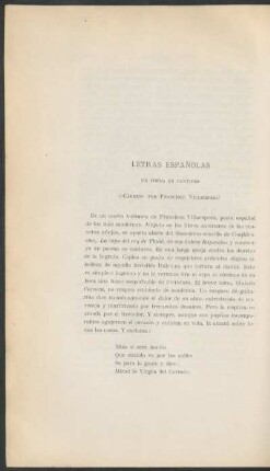 Letras Españolas : Un poema en cantares