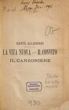 La vita nuova : Il convito. Il canzoniere. Con prefazione e note di (Francesco Costèro)