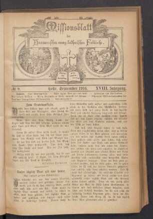 N°. 9. September 1916. XVIII. Jahrgang