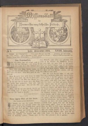 N°. 9. September 1916. XVIII. Jahrgang