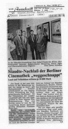 Nachlass Wolfgang Staudte