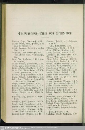 Einwohnerverzeichnis : Einwohnerverzeichnis von Großdeuben