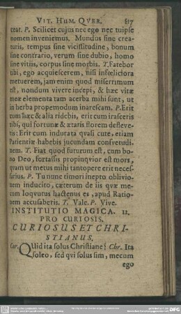Institutio Magica. 12. Pro Curiosis. Curiosus Et Christianus