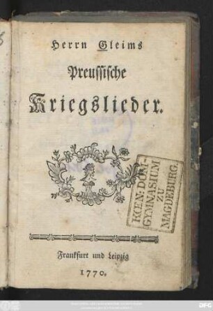 Herrn Gleims Preussische Kriegslieder