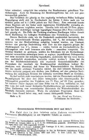 253-255, Österreichische Kriminalstatistik 1900 und 1901