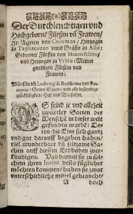 Der Durchleuchtigen und Hochgeborne Fürstin un Frawen, Fr. Agnes von Columna/ Hertzogin zu Tagliacozzo unnd Gräfin zu Albi [...]