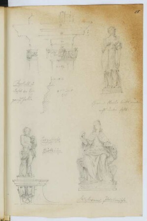 San Giorgio Maggiore, Venedig: Ansichten Skulpturen, Details (aus: Skizzen- und Fotoalbum 5)