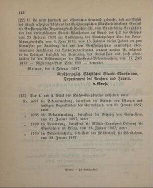 22. Ministerial-Bekanntmachung, die Personalverhältnisse der Großherzogl. Landarmen-Kommission betreffend