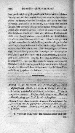 Utkast til en Handbok för Brunsgäster, jamte Beskrifning öfwer de mest godkande Mineralbrunner och Badinrättningari Sverige / Utgiwen af Sven Hedin. - Stockholm, 1803