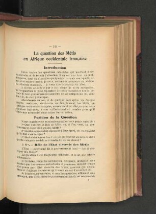 La question des Métis en Afrique occidentale francaise.