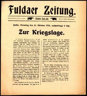 Ausgabe vom Dienstag, den 13. Oktober 1914.