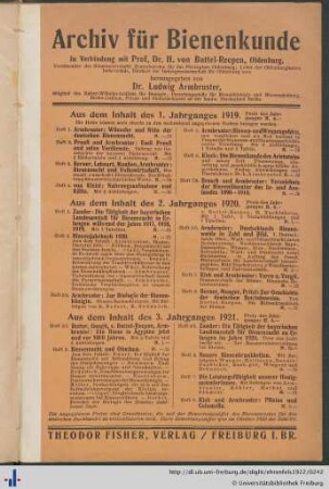 Archiv für Bienenkunde.