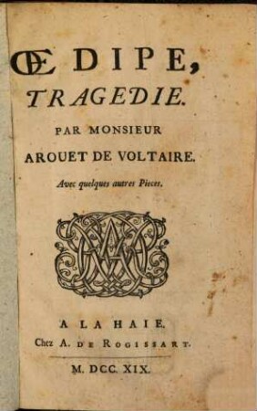 Œdipe : Tragedie : Avec quelques autres Pieces