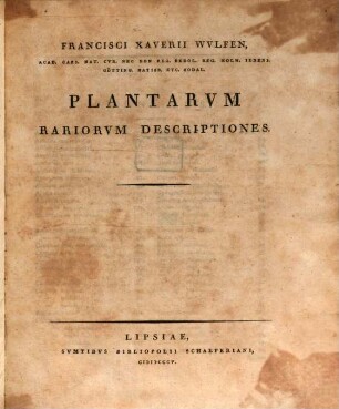 Plantarum rariorum descriptiones