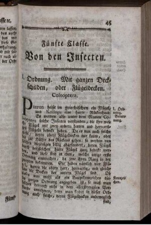 Fünfte Classe. Von den Insecten.