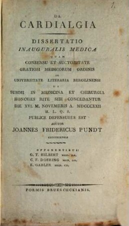 De cardialgia : Diss. inaug. med.