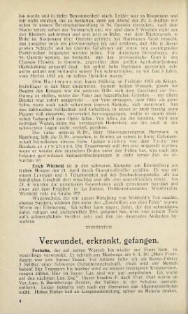 4, Verwundet, erkrankt, gefangen