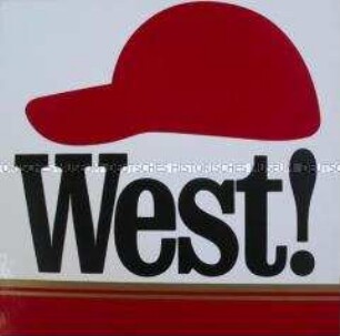 Werbeaufkleber für "West"-Zigaretten