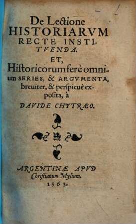 De Lectione historiarum recte instituenda