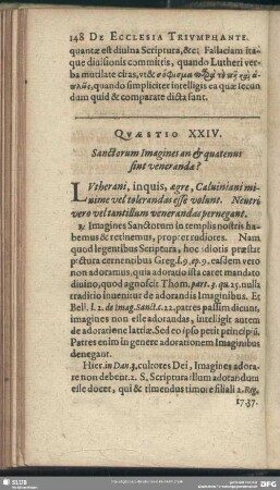 Quaestio XXIV. Sanctorum Imagines & quatenus sint venerandae?