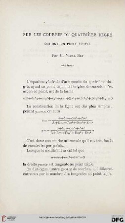 2.Ser. 5.1884: Sur les courbes du quatrième degré : qui ont un point triple