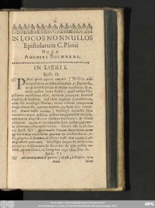 In Locos Nonnullos Epistolarum C. Plinii Notae Augusti Buchneri.