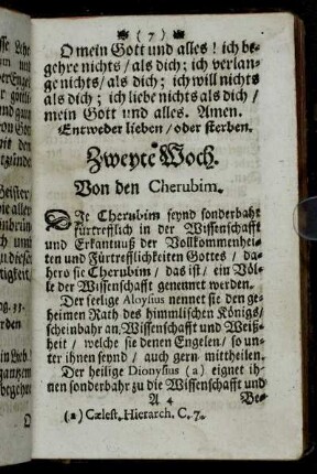 Zweyte Woch. Von den Cherubim