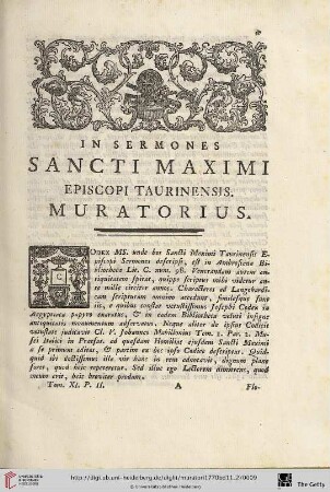 In sermones sancti Maximi episcopi Taurinensis. Muratorius