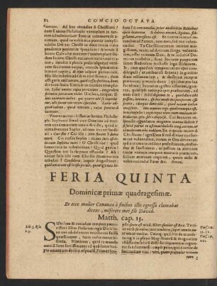Feria Quinta Dominicae primae quadragesimae.