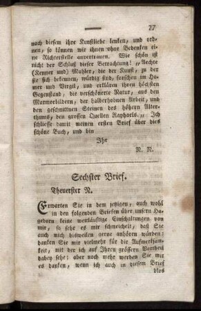 Sechster Brief. - Achter Brief.
